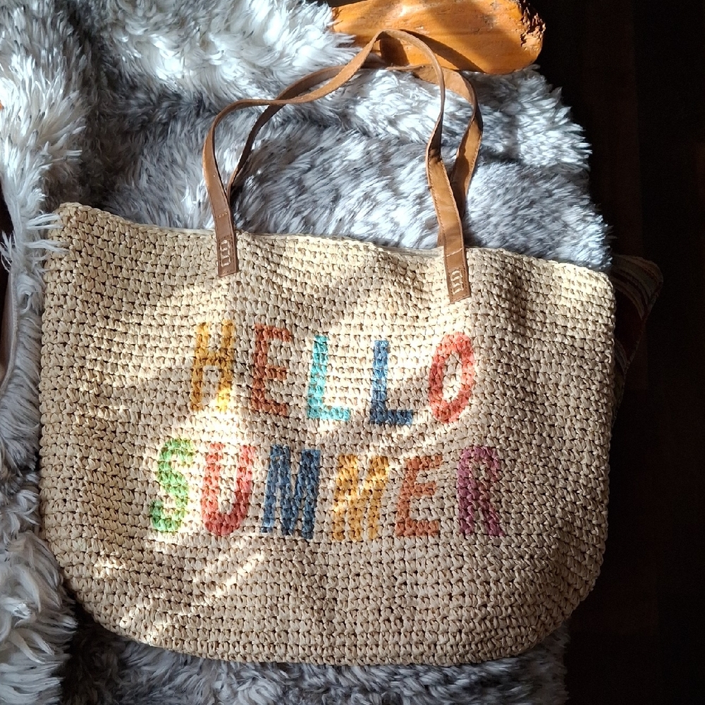 Hello Summer Woven Tote Bag - Multicolor